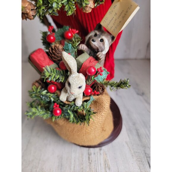 red cardinal Santa Claus statue centerpiece toy bag figure decor Xmas vintage - Picture 8 of 14